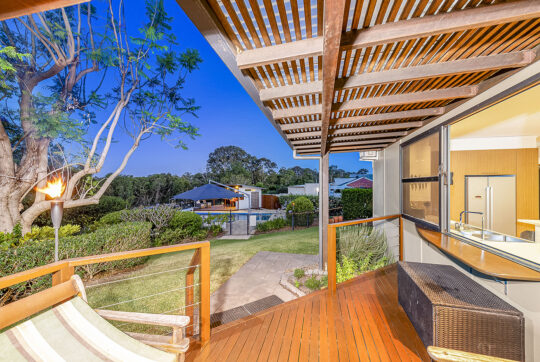 view from deck to pool