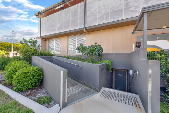 Ramp and stair access to the IWC building