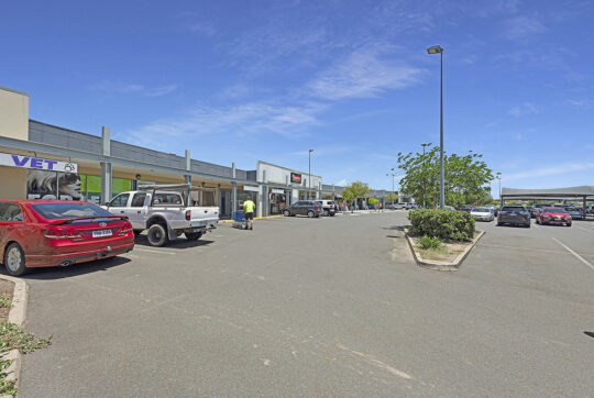 Looking at main entry into Northway Plaza Shopping Centre from the carpark