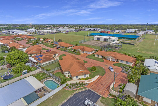 Aerial view of Palm Garden Villas showing whole complex