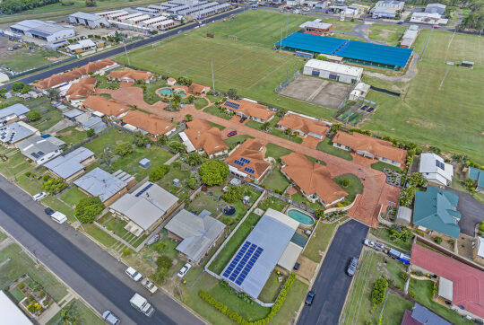 Aerial view of Palm Garden Villas showing whole complex