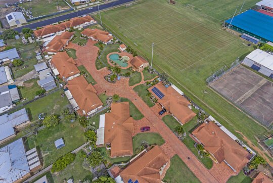 Aerial view of Palm Garden Villas showing whole complex