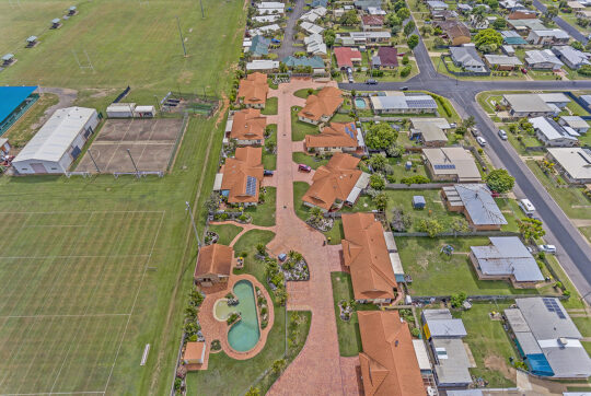 Aerial view of Palm Garden Villas showing whole complex