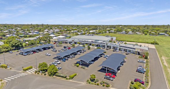 Isometric view from the air of Northway Plaza Shopping Centre