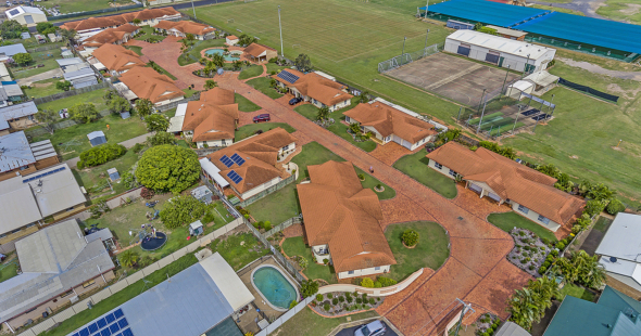 Aerial view of Palm Garden Villas